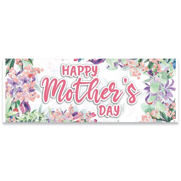 Signmission Happy Mothers Day Banner Concession Stand Food Truck Single Sided B-96-30086